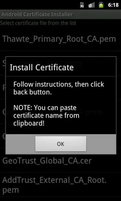 Android Certificate Installer android App screenshot 1