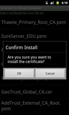 Android Certificate Installer android App screenshot 2